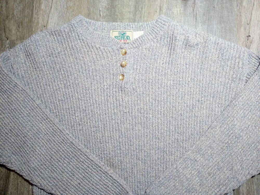 Vintage Redhead For Her Womens Tan Classic Sweater Cable Knit Sz Large USA Made